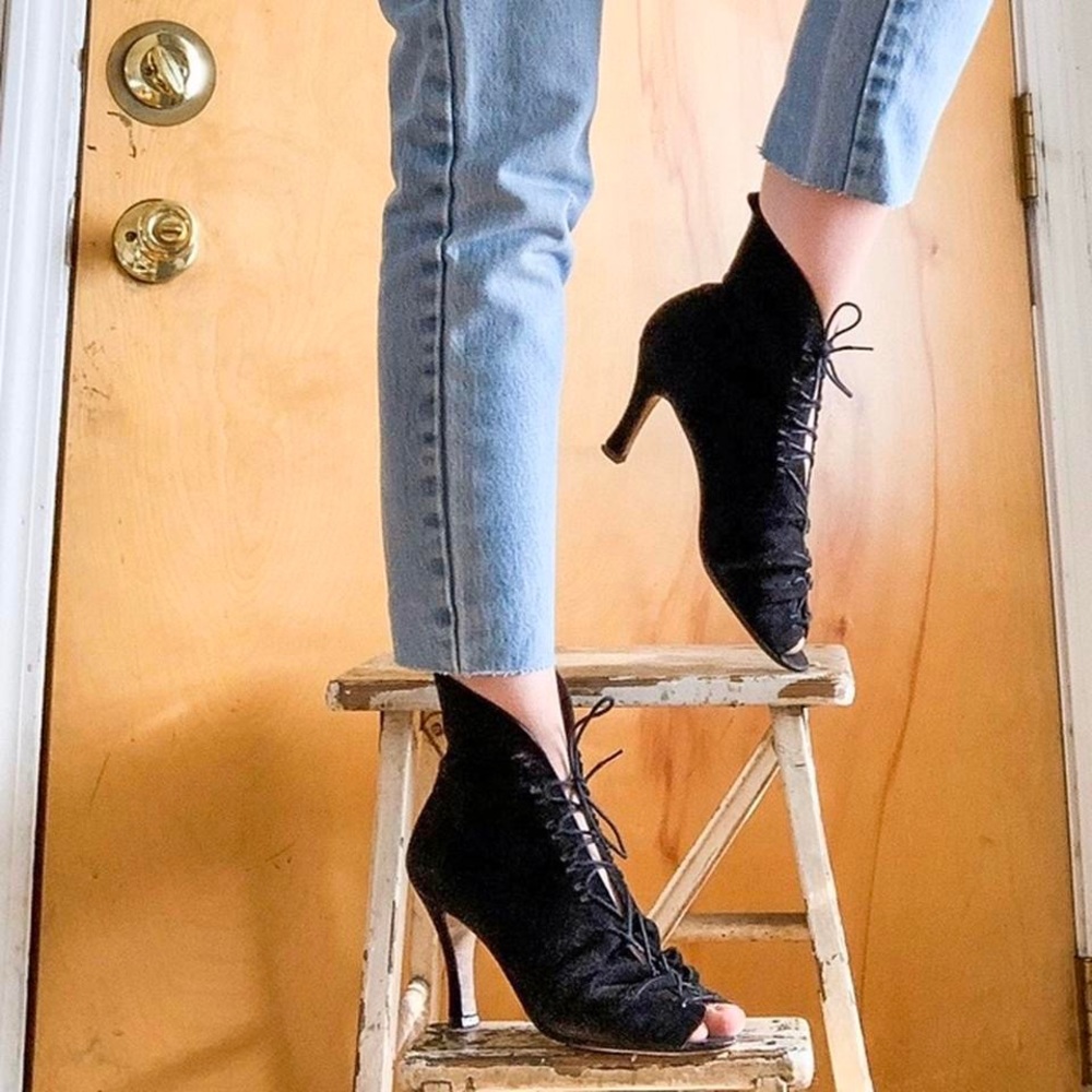 Vintage Gothic Victorian Peep Toe Pumps by Jan Jansen